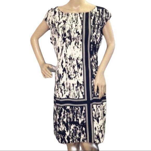 London Style Collection Op Art Black and White Shift Dress 14 - Picture 1 of 10